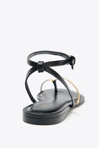 FLAT SANDALS WITH DETAIL - Black by Zara - Image 6