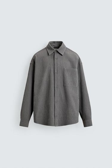 EMBOSSED RELAXED FIT SHIRT - Grey marl by Zara