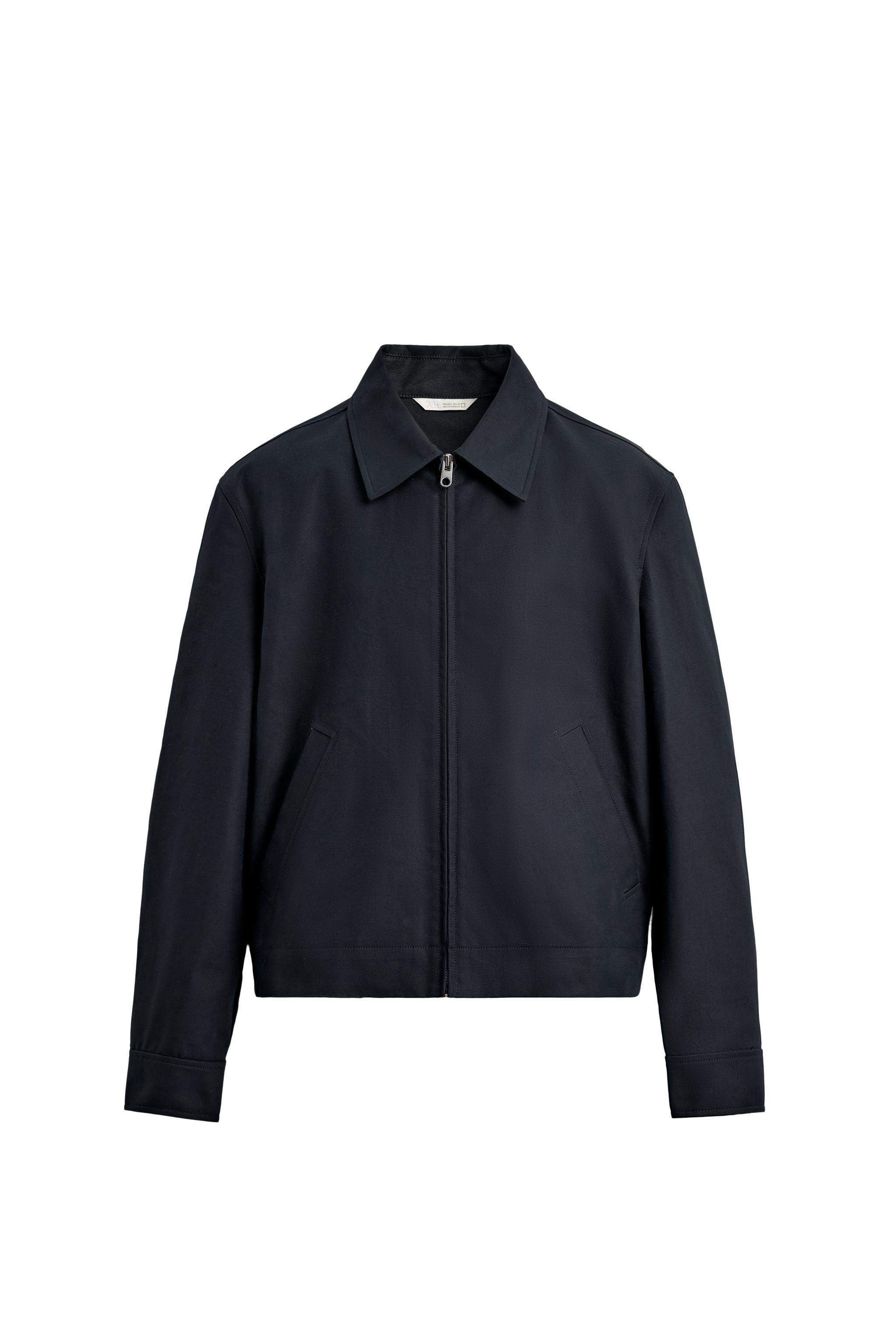 CROPPED FIT COTTON JACKET - Navy blue | ZARA South Africa