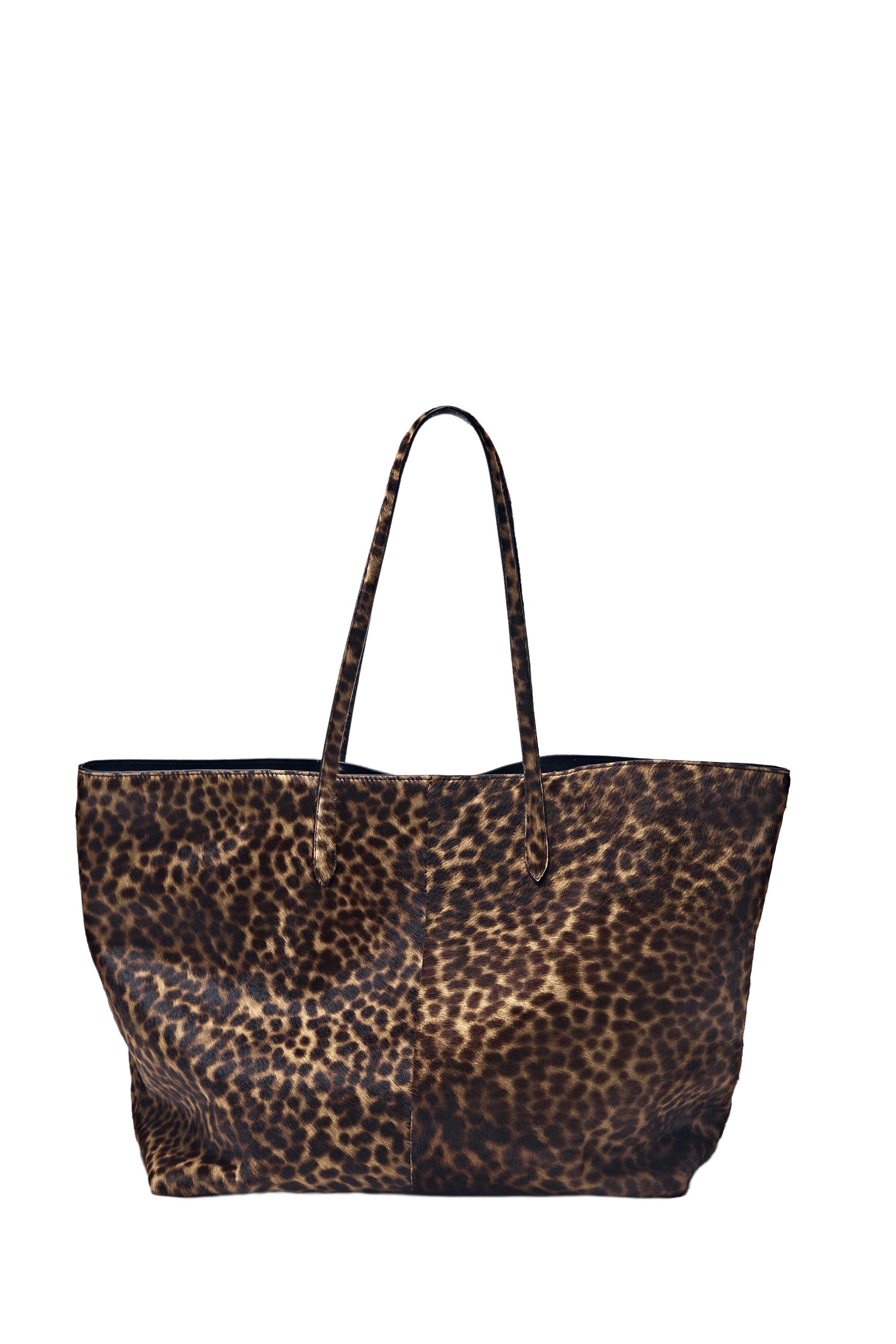 Large fur leather tote bag — Butter
