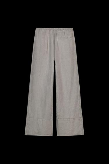 PALAZZO-HOSE AUS REINEM LEINEN ZW COLLECTION - Hellgrau von Zara