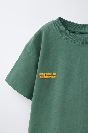 T-SHIRT TEINT EN PIÈCE IMPRIMÉ - Vert de Zara - Image 2