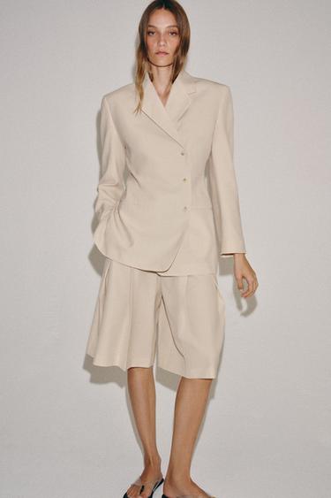 BERMUDA PLIEGUES CON LANA ZW COLLECTION LIMITED EDITION - Beige de Zara