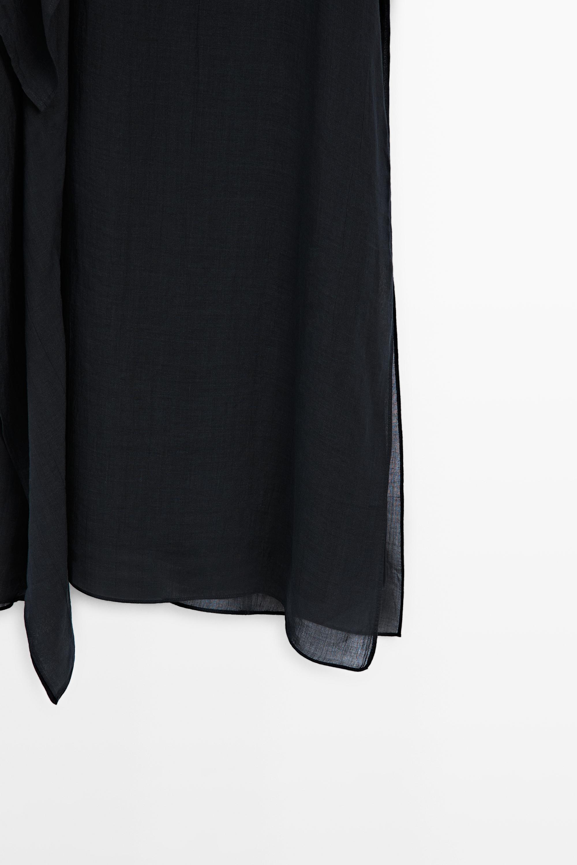 Midi dress with asymmetric ruffle detail