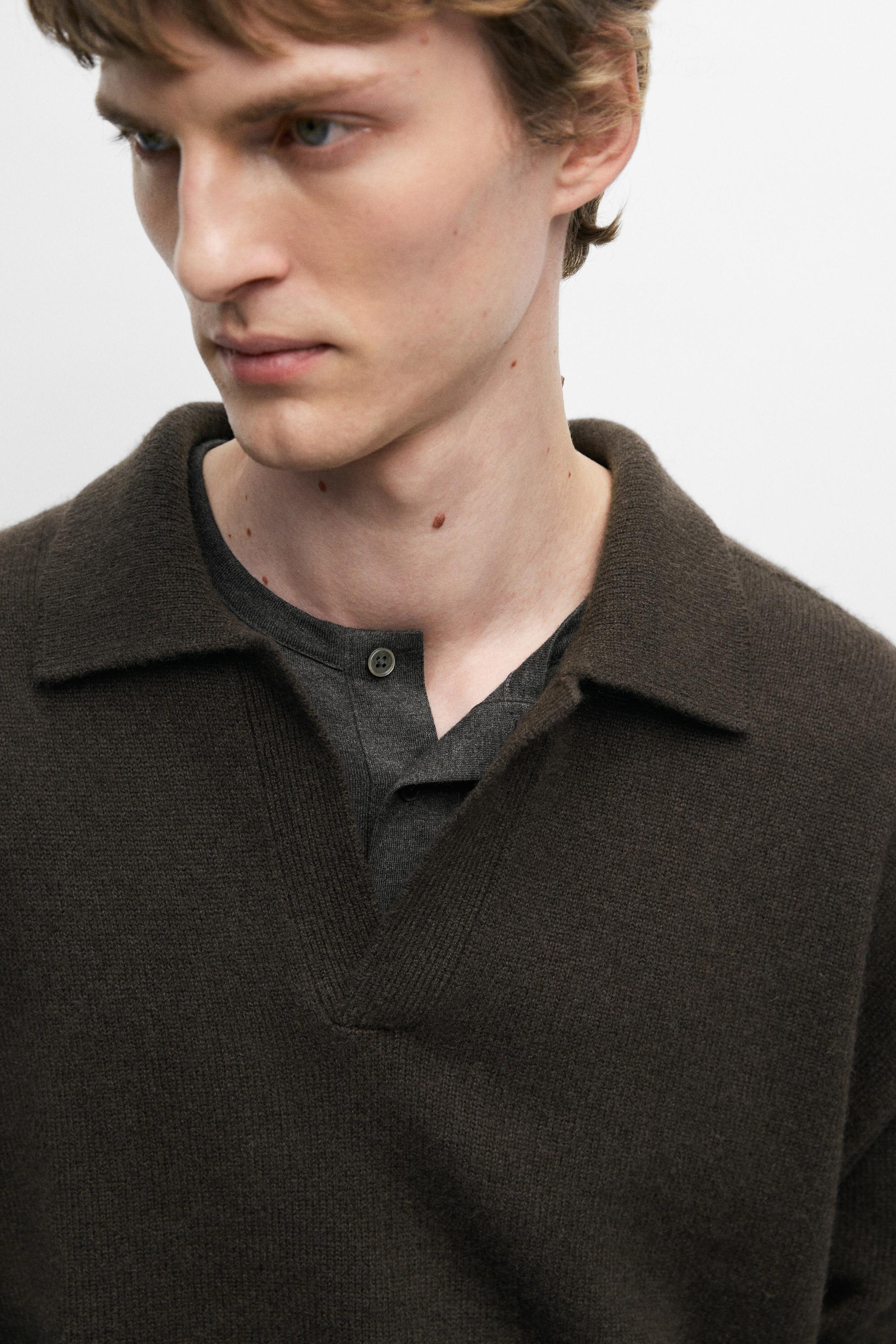 Pull polo en maille 100 % cachemire