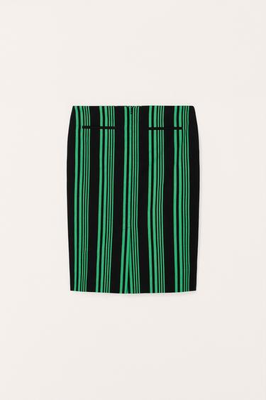 LIMITED EDITION STRIPED STRAIGHT SKIRT - Black / Green by Zara
