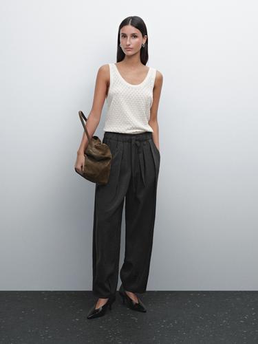 Zara Knit openwork top with straps - Ecru