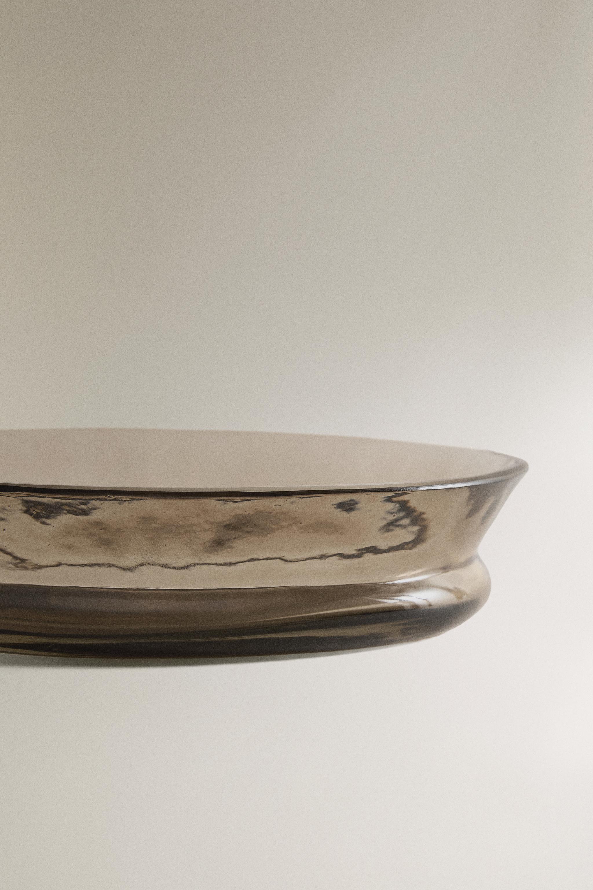 SMOKED TEXTURED GLASS BATHROOM SOAP DISH