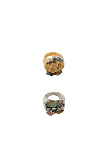 Zara 2-PACK OF STONE RINGS - Gold / Silver