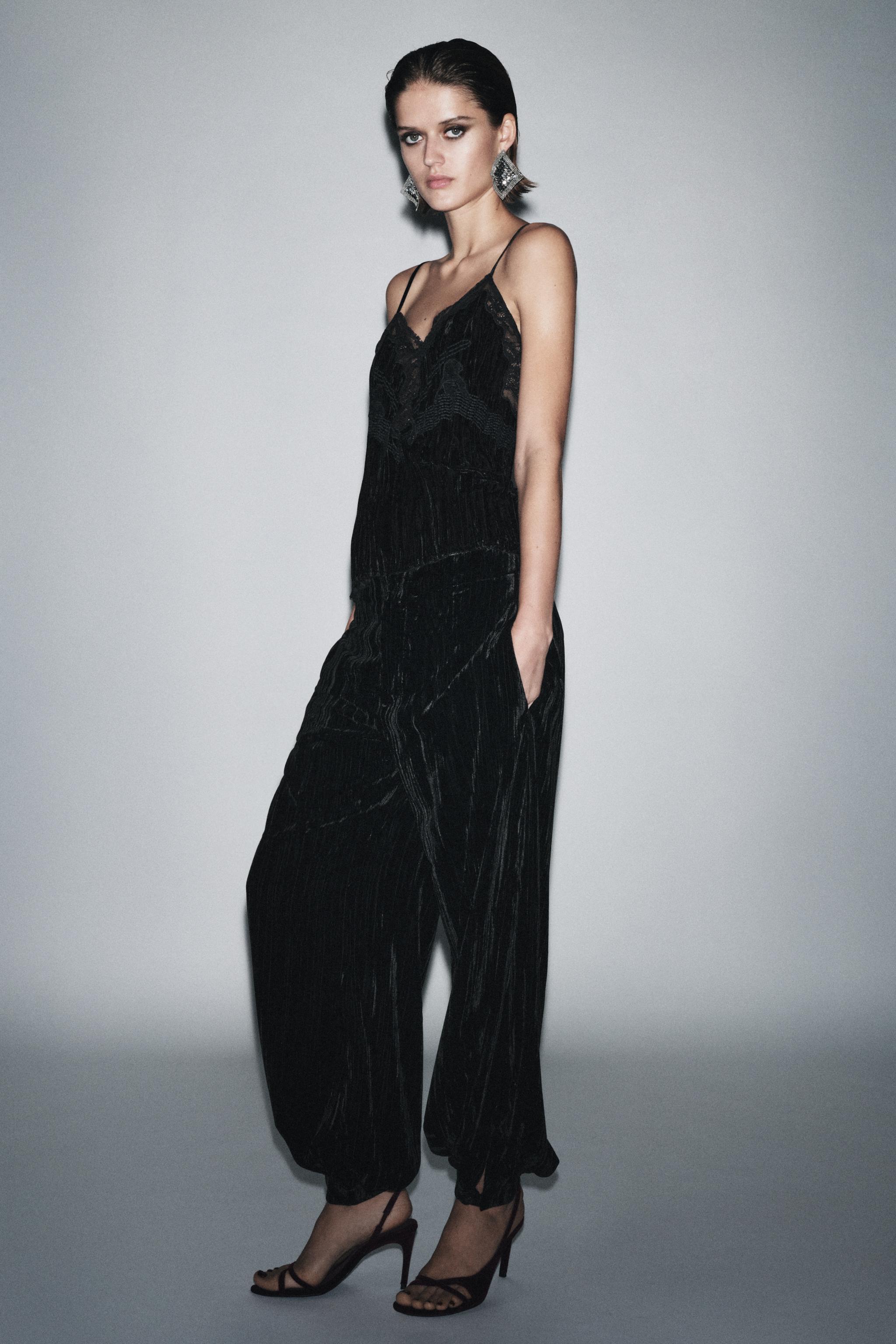 ZW COLLECTION ベルベットバルーンパンツ - ブラック | ZARA Japan / 日本