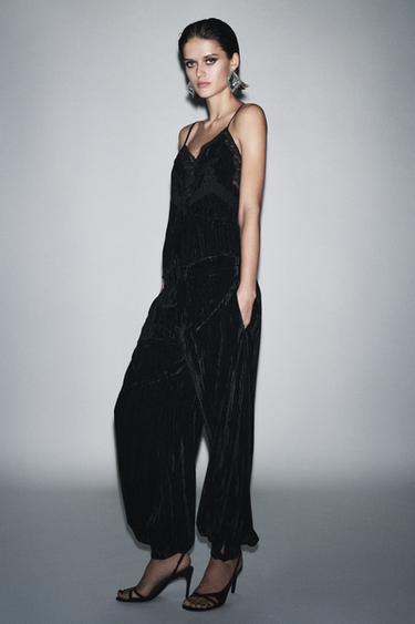 ZW COLLECTION VELVET BALLOON TROUSERS - Black by Zara