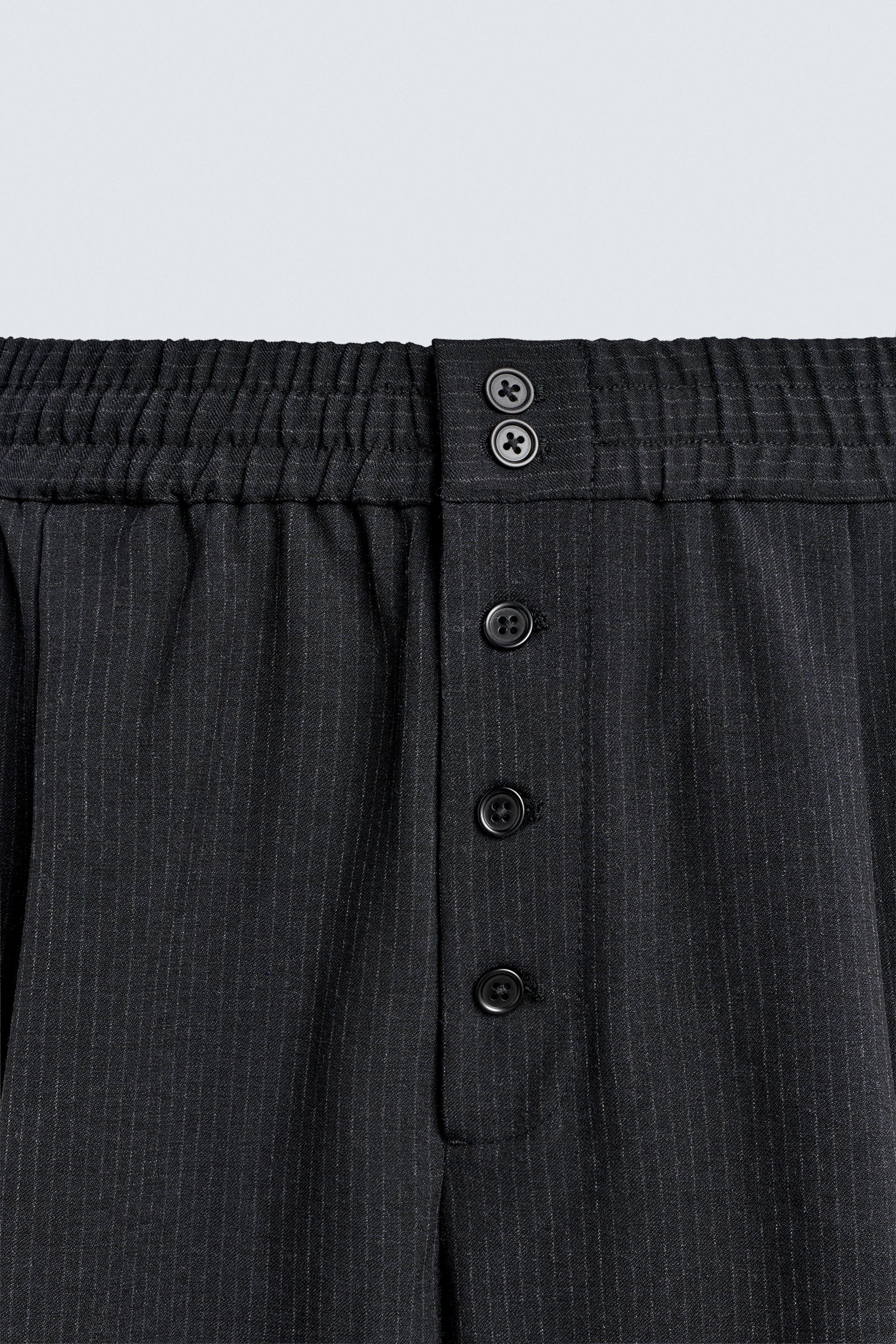 RELAXED FIT PINSTRIPE PANTS