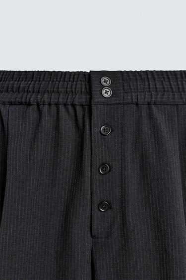 RELAXED FIT PINSTRIPE TROUSERS - Navy blue by Zara - Image 7