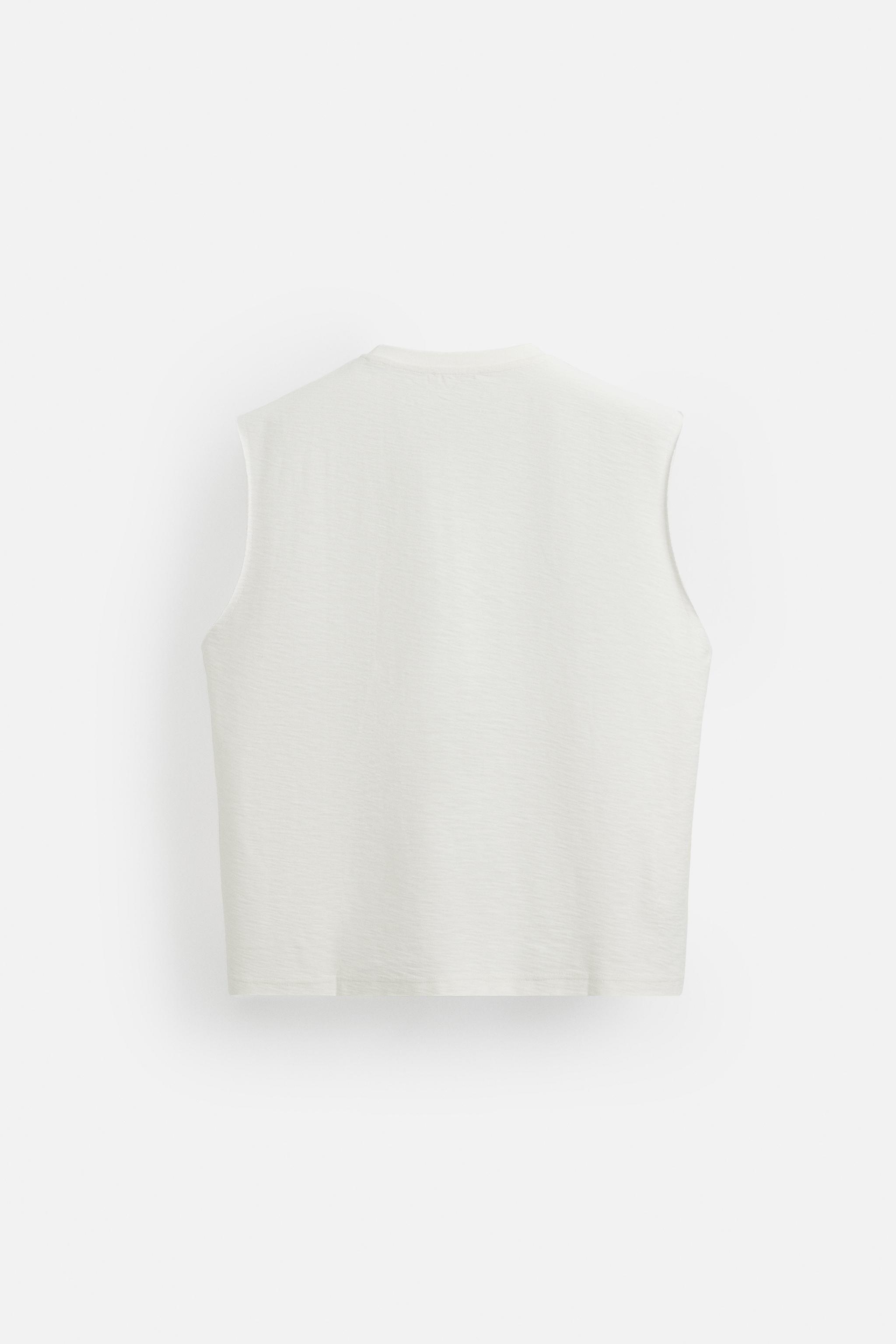 ZARA ウォッシュ加工プリント入りタンクトップ 4374/417 WASHED PRINTED TANK TOP - Oyster-white | ZARA United States