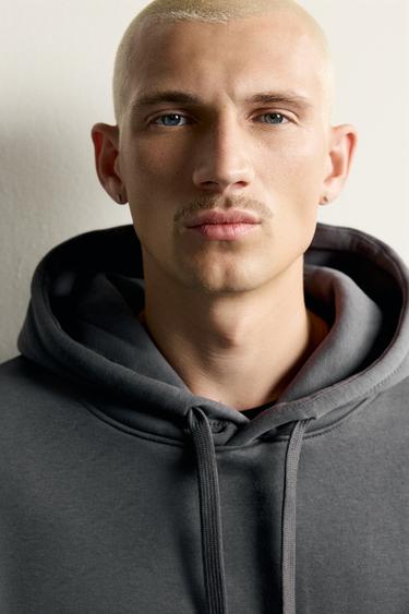BASIC RELAXED FIT HOODIE - Dark anthracite by Zara