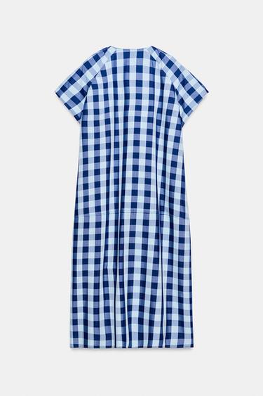 ZW COLLECTION CHECKED TIE DRESS - Blue by Zara - Image 7