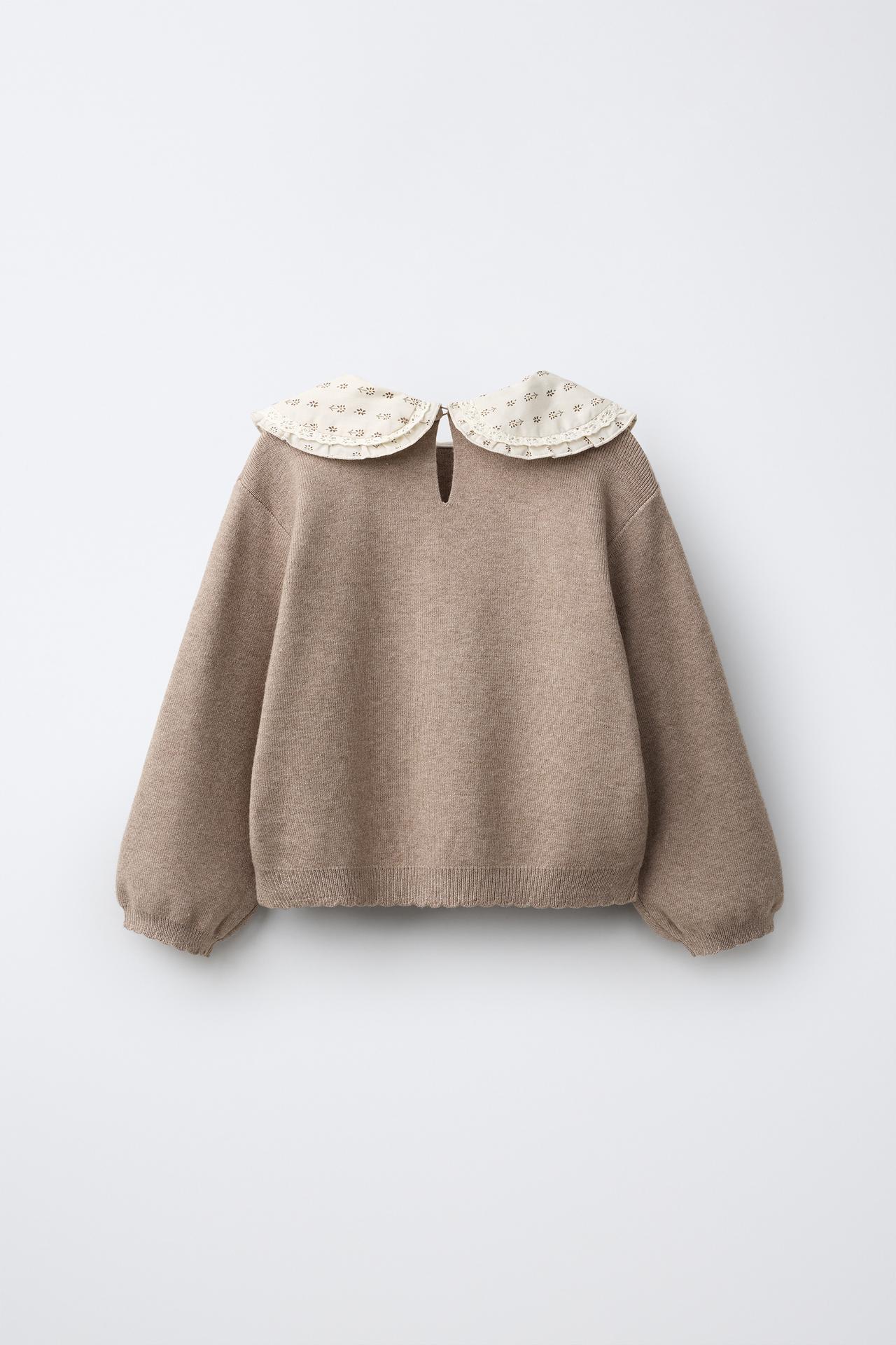 COMBINED PETER PAN COLLAR SWEATER — Sand / Marl