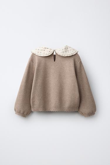 COMBINED PETER PAN COLLAR SWEATER — Sand / Marl 2
