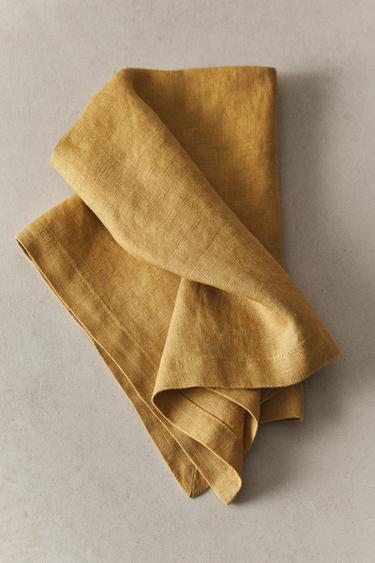 PACK OF WASHED LINEN NAPKINS (PACK OF 2) - Mustard by Zara