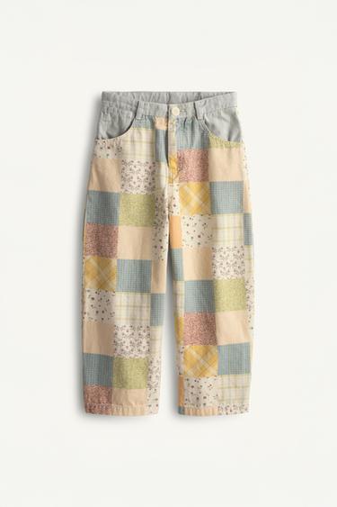 Zara LIMITED EDITION PATCHWORK BAGGY PANTS - Multicolored