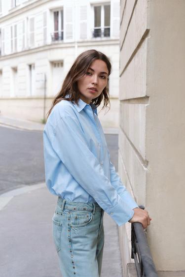 BASIC POPLIN SHIRT — Light blue 2
