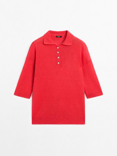 Zara Oversize knit sweater with polo collar - Red