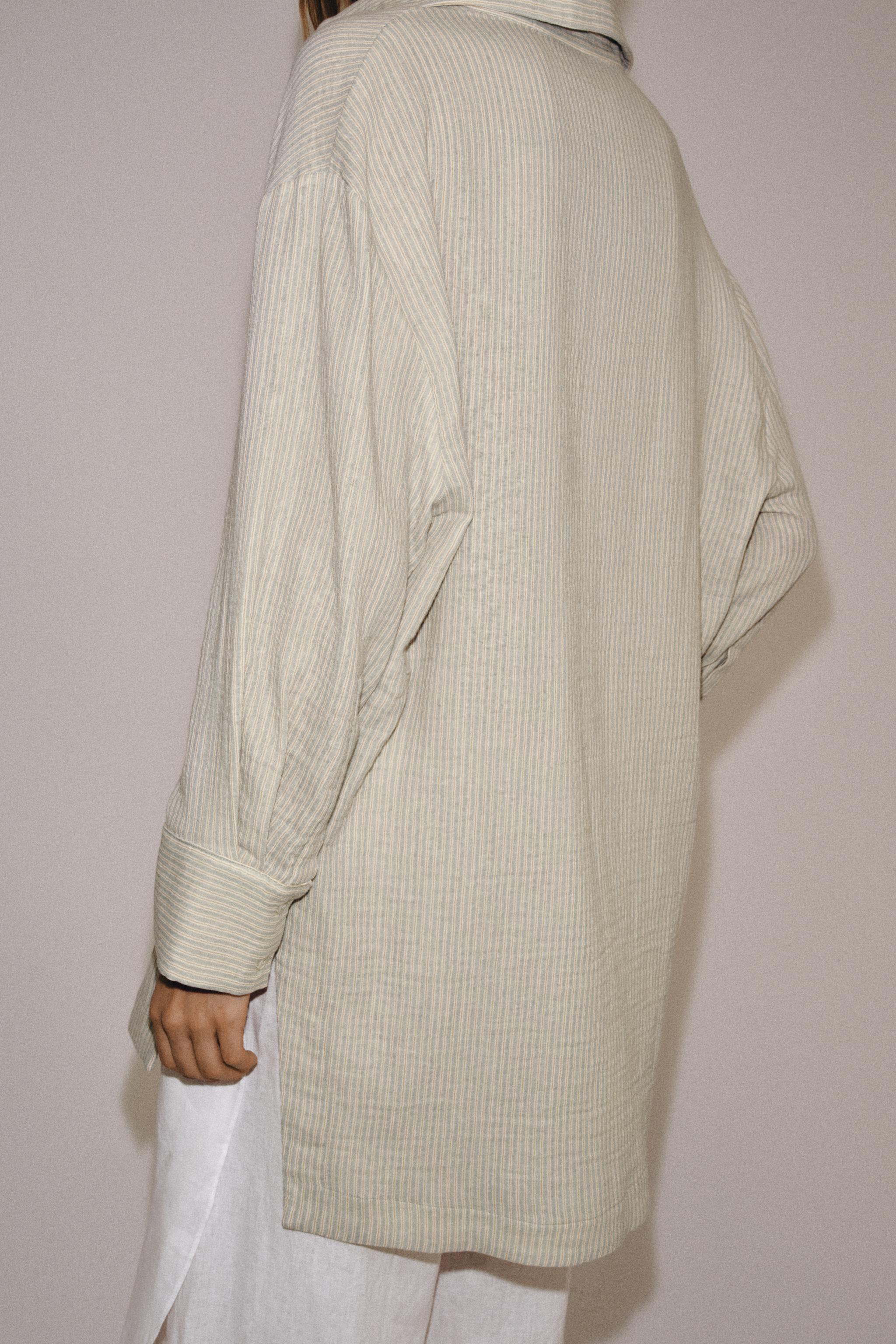 ZW COLLECTION ASYMMETRIC STRIPED SHIRT