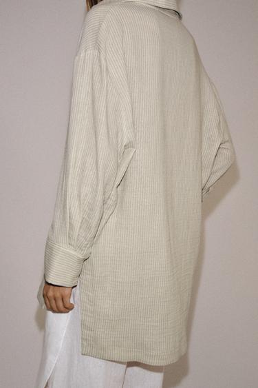 CHEMISE ASYMÉTRIQUE À RAYURES ZW COLLECTION - Vert de Zara - Image 2