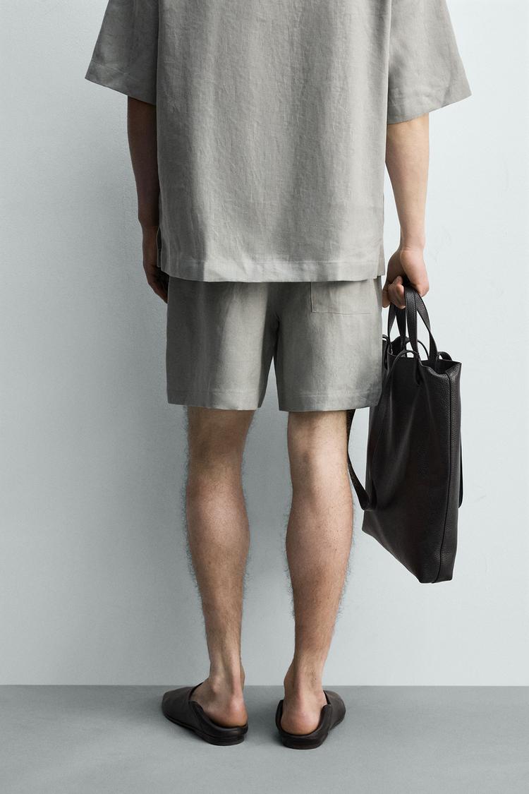 PANTALONES CORTOS BERMUDA RELAJADOS 100% LINO 3