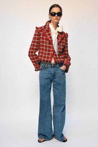 ZW COLLECTION TEXTURED BLAZER - Red by Zara