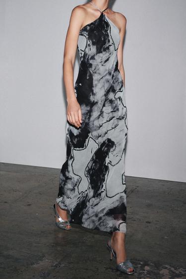ROBE HALTER TIE & DYE FANTAISIE - Blanc / Noir de Zara - Image 2