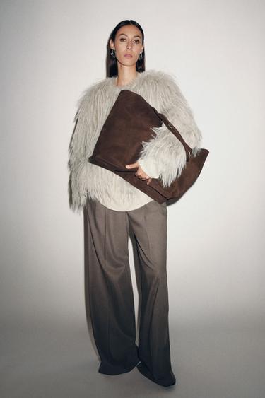 MAXI-SHOPPER AUS VELOURSLEDER - Braun von Zara