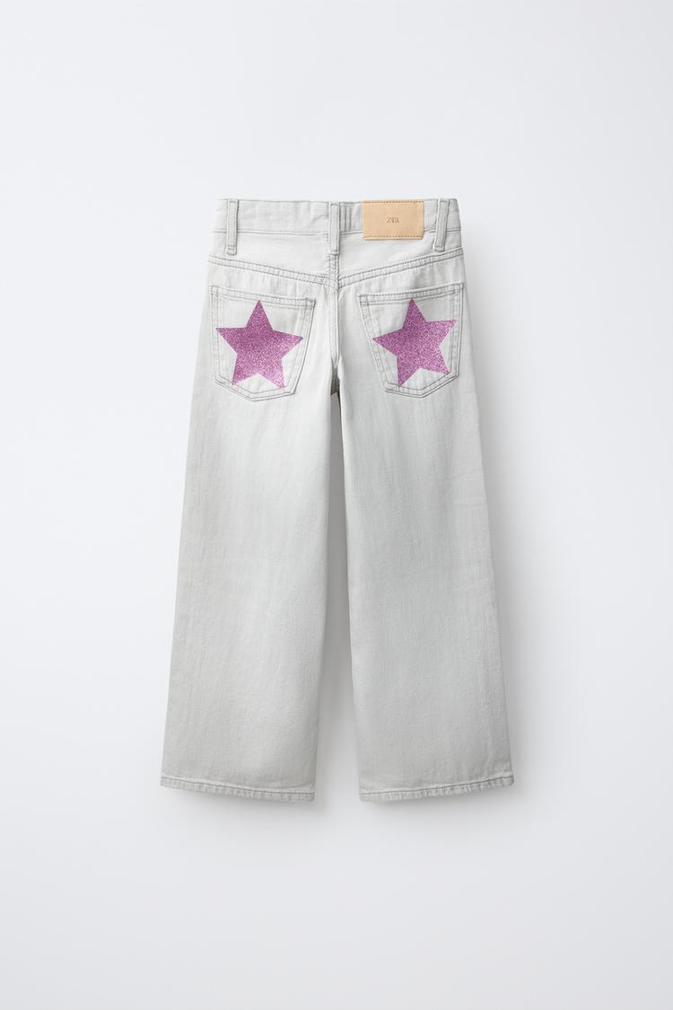 JEANS DE PIERNA ANCHA CON ESTRELLAS BRILLANTES 4