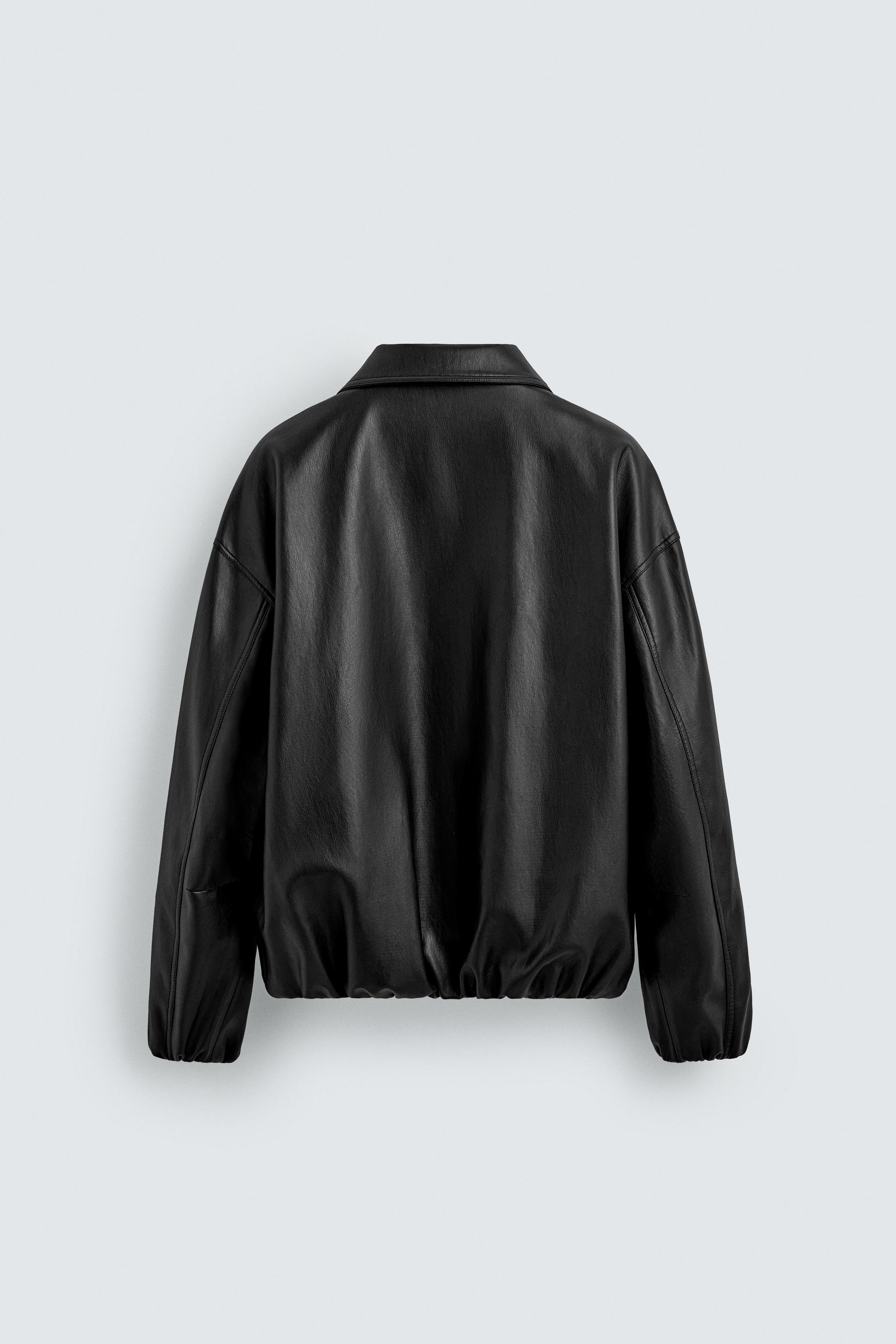 【Yume】ZARA フェイクレザー ボンバージャケット ブラック FAUX LEATHER BOMBER JACKET - Black | ZARA United States