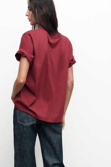 FADED T-SHIRT WITH SLOGAN - Raspberry by Zara - Image 2