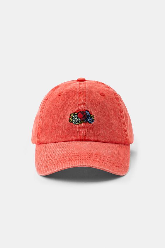 Zara FRUIT OF THE LOOM™ EMBROIDERED TWILL CAP - Orange - Image 0