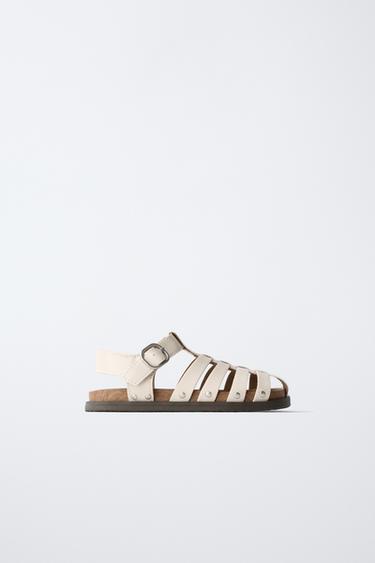 STUDDED CAGE SANDALS - White by Zara