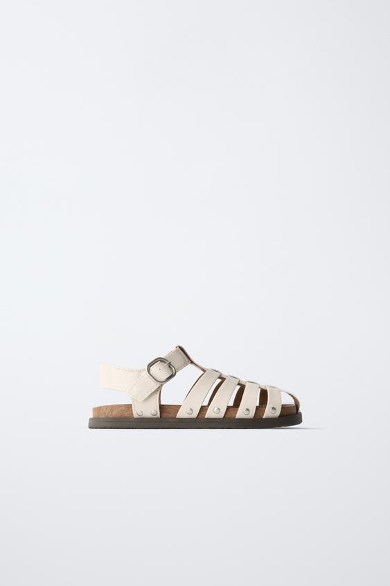 STUDDED CAGE SANDALS - White by Zara - Image 0