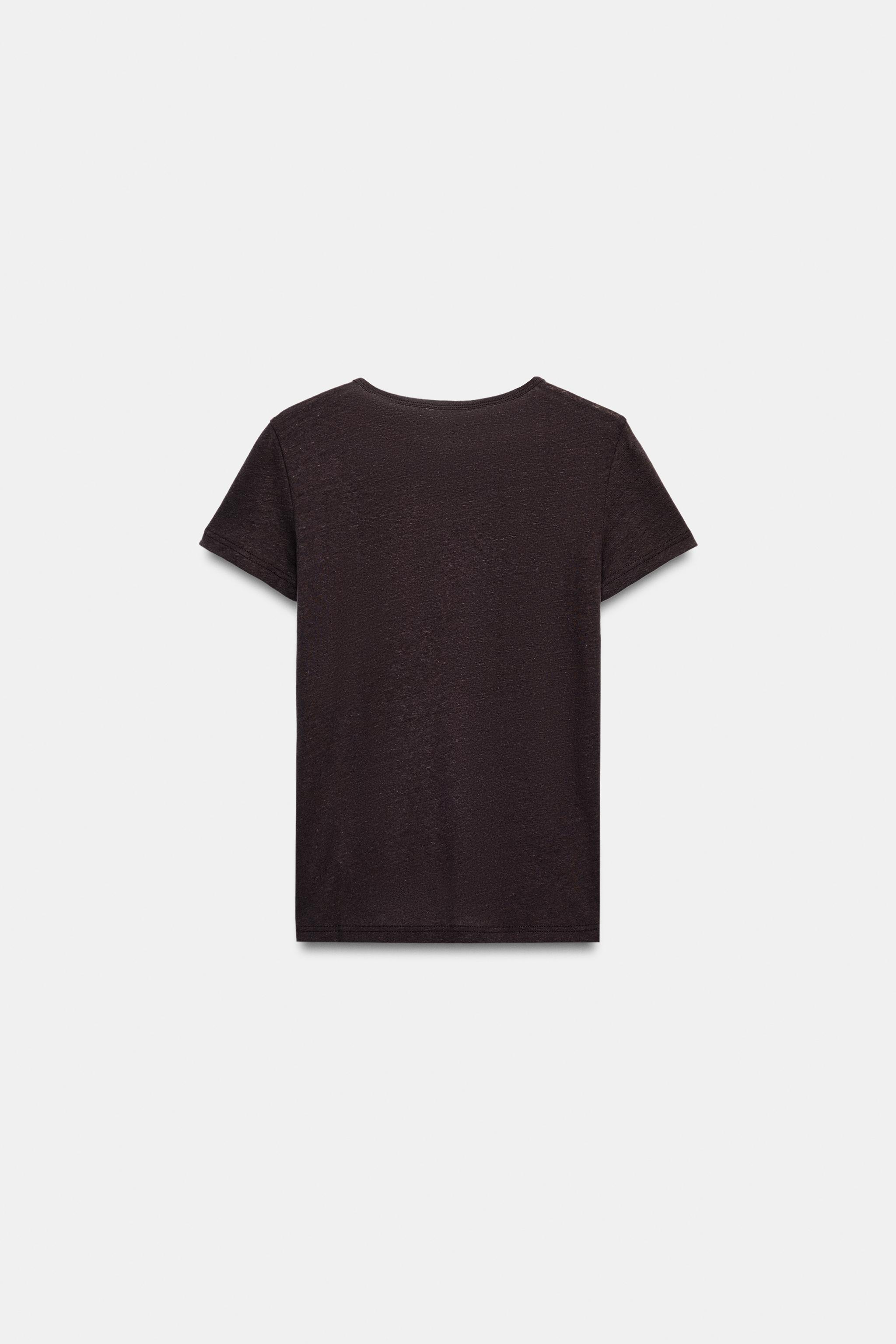 KETEN KISA KOLLU T-SHIRT - Görsel 5