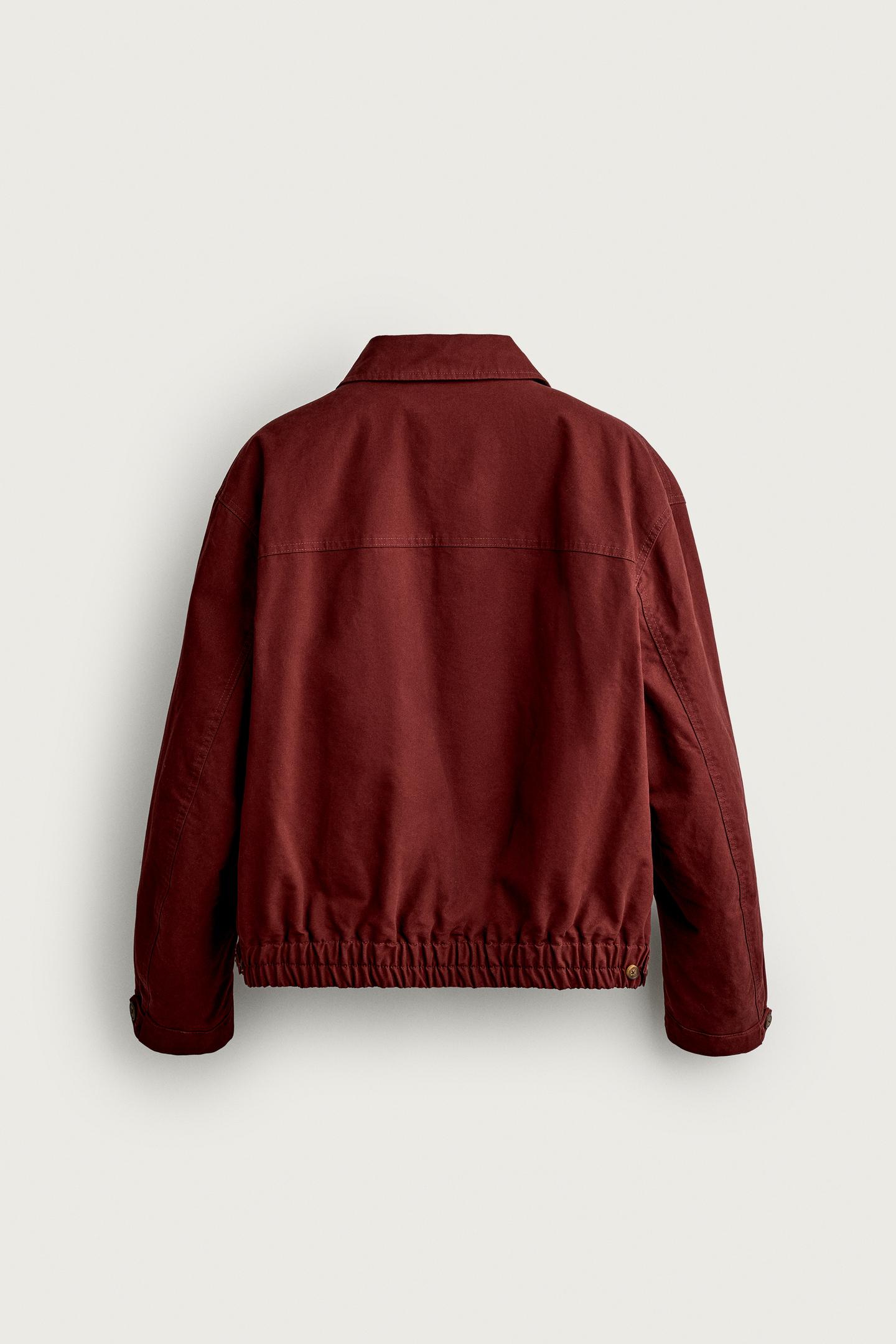 Мужская куртка Zara Relaxed Fit Padded, цвет: Бордовый — фото 8