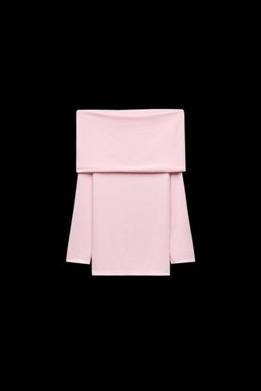 SOFT DRAPED TOP WITH EXPOSED SHOULDERS - Pink by Zara - Image 0