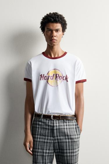 Zara CONTRAST HARD ROCK INTERNATIONAL© T-SHIRT - White