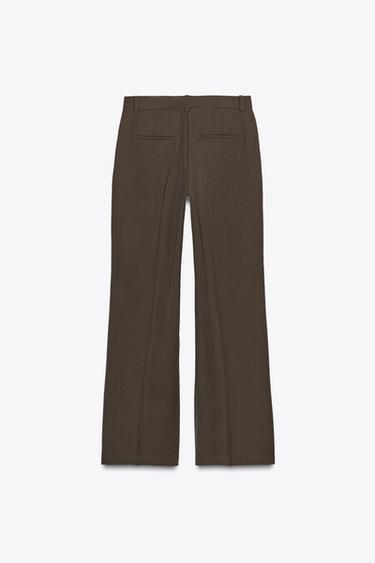 PANTALON DROIT TAILLE HAUTE - marron chiné de Zara - Image 5