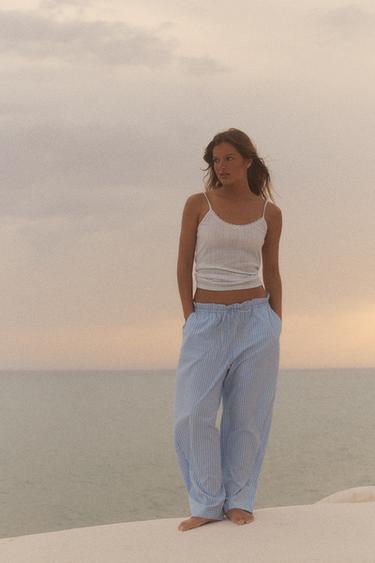 بنطلون BARREL - بني-أزرق الخاص بـ Zara