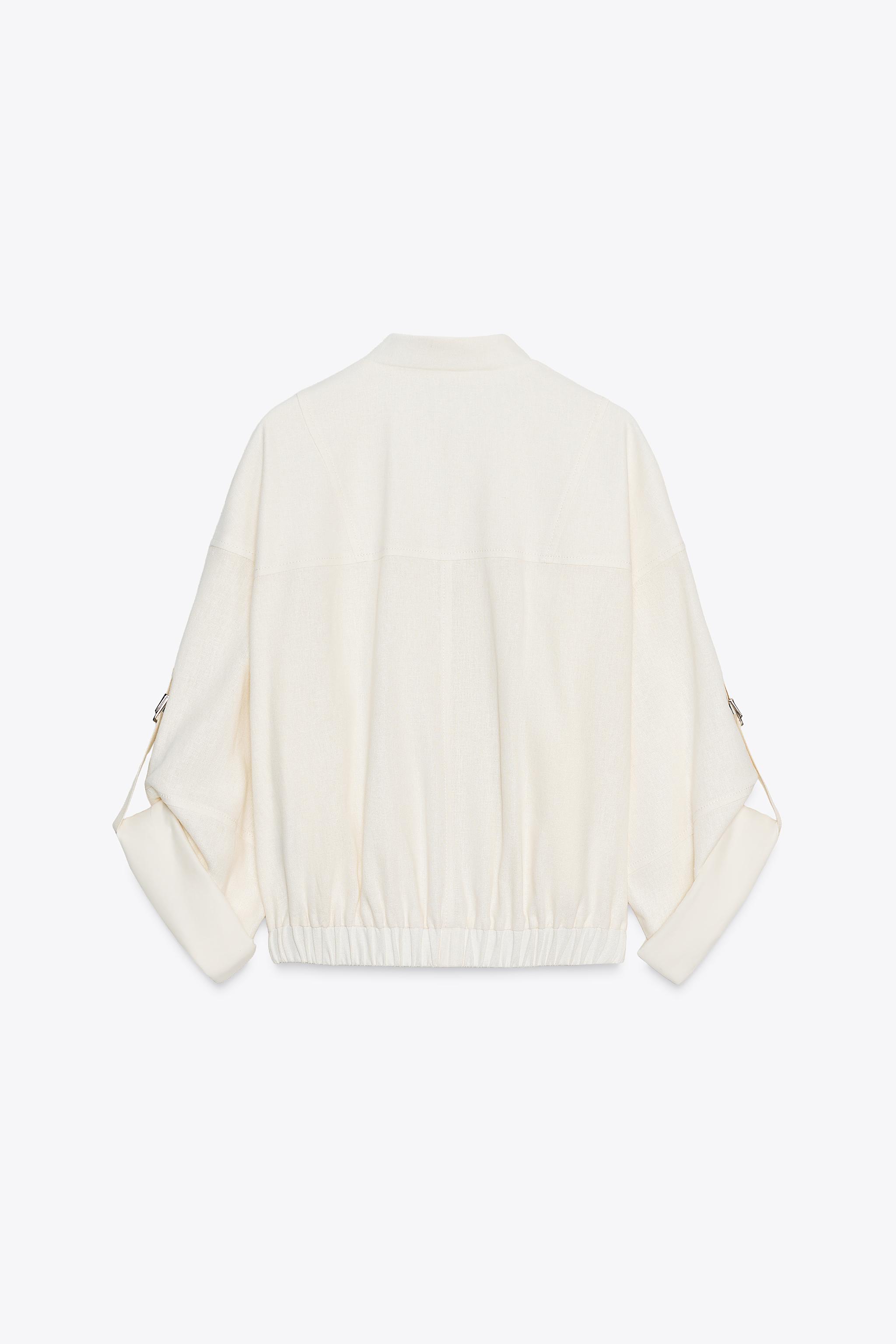 LINEN ROLLED SLEEVE JACKET - Ecru | ZARA United States