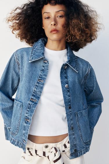 Z1975 CROPPED DENIM JACKET - Mid-blue by Zara