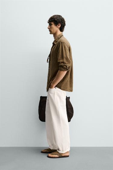 CHEMISE DÉLAVÉE 100 % LIN - Toffee de Zara - Image 3