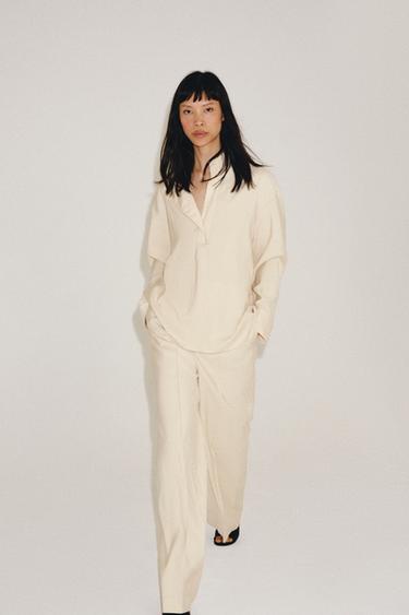 Zara PANTALONE VISOKOG STRUKA ZW COLLECTION – mid-svetlosmeđa