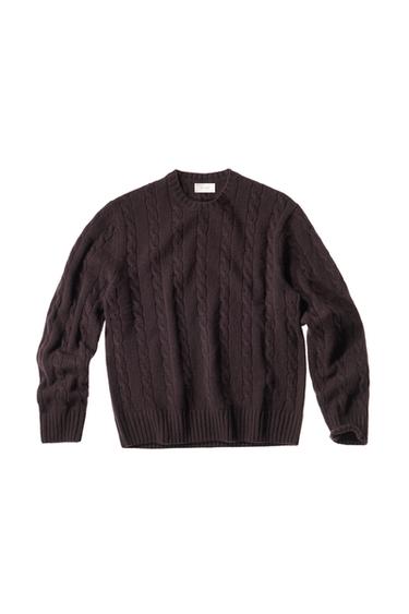 JERSEY TRENZAS LANA - Marrón oscuro de Zara
