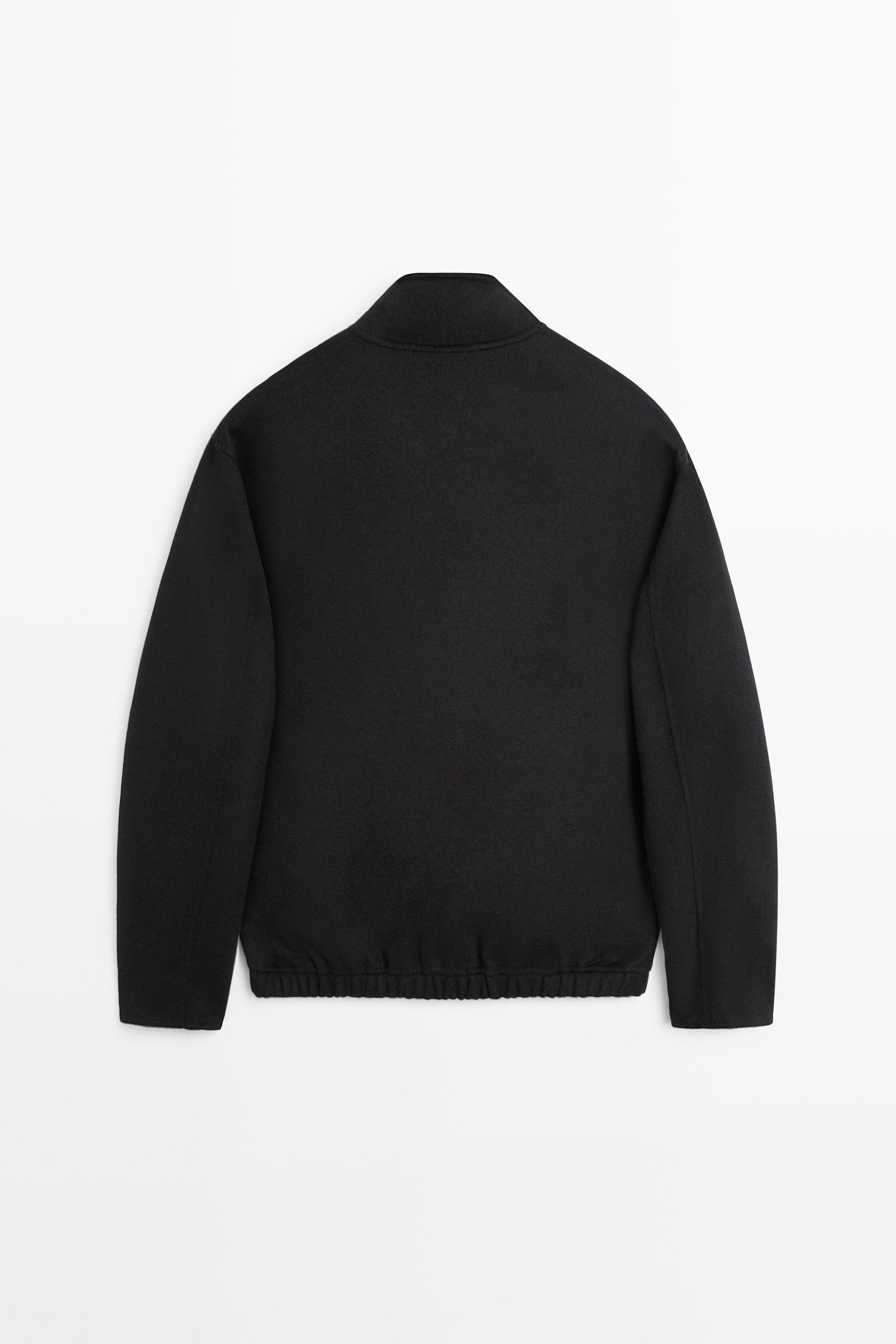 Wool blend double-faced mock neck sweatshirt